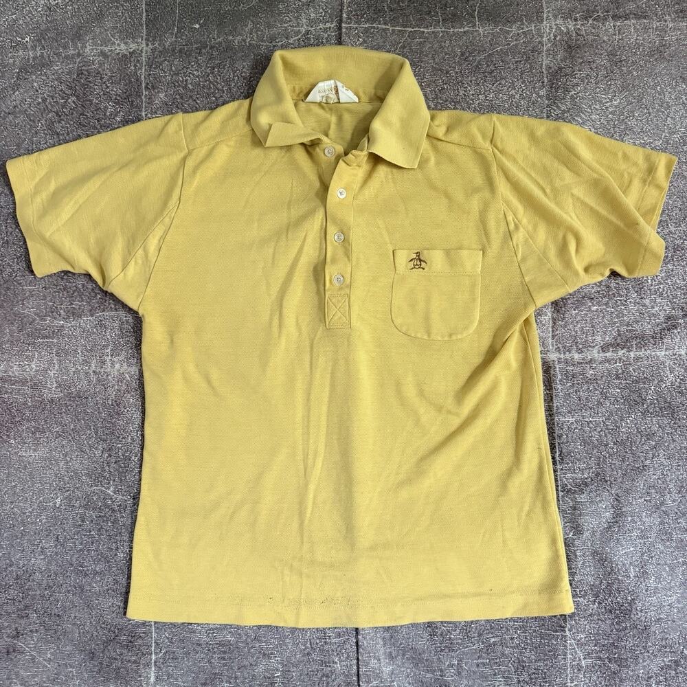 Men's Vintage 70's Munsingwear Grand Slam Pastel Yellow Tennis Polo Shirt Sz M
